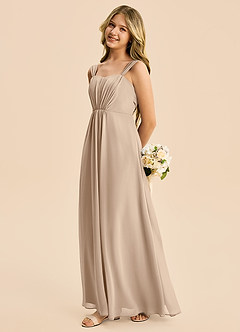Azazie Elsie Junior A-Linie Herzausschnitt Chiffon Kleid Taupe image3