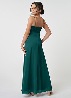 Azazie Sonya Junior Peacock A-Line Lace Chiffon Dress image4