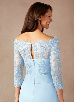 Azazie Rhonda Mother of the Bride Dresses Sky Blue Mermaid Off the Shoulder Mesh Dress image8