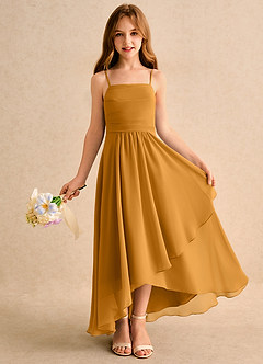 Azazie Twilight Dance Girls Formal Blumenmädchenkleider A-Linie Plissee Chiffon Kleid Butterscotch image1