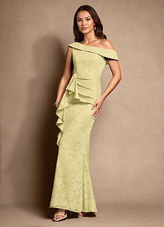 Azazie Hamptons Mère de la mariée Robes Robe Trapèze en Blumen-Burnout Plissée Sorbet Citron image5