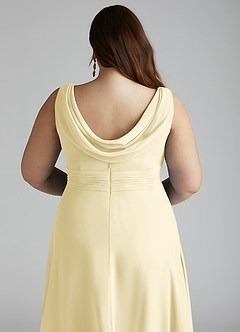 Azazie Karina Bridesmaid Dresses Lemon Sorbet A-Line Pleated Chiffon Dress image10