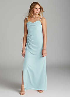 Azazie Mai Junior Mist Sheath Pleated Chiffon Dress image3