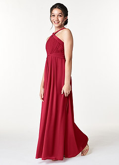 Azazie Anthea Junior Scarlet Pleated Chiffon Dress image5