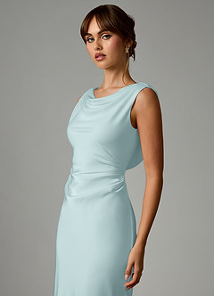 Azazie Kieryn Robes de demoiselle d'honneur Robe Sirène en Satin extensible Plissée Brume image6