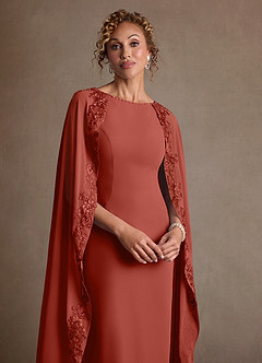 Azazie Artemisia vestidos de madre de la novia Vestido de Terracota de Gasa de Corte Recto con Encaje image6
