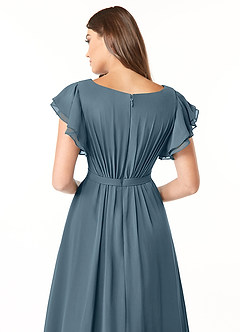 Azazie Daphne Modest Bridesmaid Dresses A-Line Ruffled Chiffon Floor-Length Dress image5