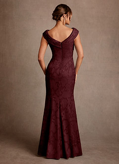 Azazie Aberdeen Mother of the Bride Dresses Cabernet Sheath Pleated Floral Burnout Dress image2