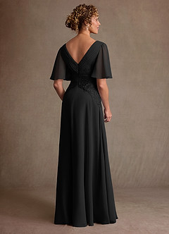 Azazie Milliat Klänningar till brudens mor Klä A-Line i Chiffong Spets Svart image3