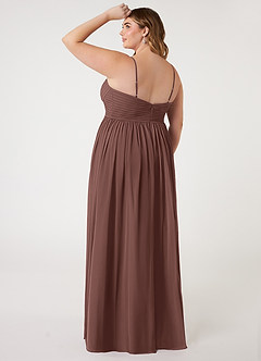 Azazie Alia Bridesmaid Dresses Espresso A-Line Pleated Chiffon Dress image9