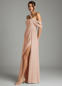Azazie Kassandra Bridesmaid Dresses English Rose A-Line Off the Shoulder Chiffon Dress image4