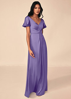 Azazie Soren Bridesmaid Dresses Tahiti A-Line Pleated Stretch Satin Dress image4