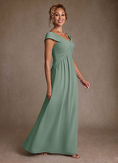 Azazie Myrtle Mother of the Bride Dresses Silver Sage A-Line Pleated Chiffon Dress image3