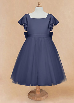 Azazie Kaeya Flower Girl Dresses Stormy A-Line Bow Tulle Dress image5