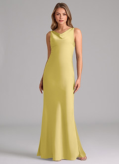 Azazie Allettie Robes de demoiselle d'honneur Robe Sirène en Satin extensible Canari image6