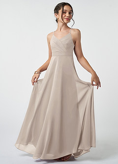 Azazie Avelina Junior Frost A-Line Pleated Chiffon Dress image2
