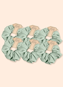 front Matching Color Six-Piece Bridesmaid Stretch Satin Over Size Scrunchie Set