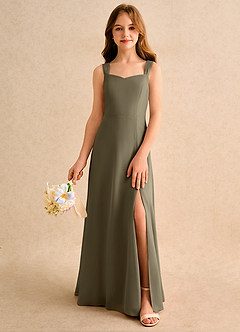 Azazie Makani Girls Formal Flower Girl Dresses Willow Green A-Line Sweetheart Neckline Chiffon Dress image3