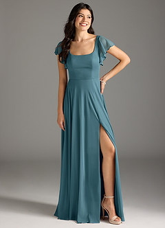Azazie Bondi Bridesmaid Dresses Bermuda A-Line Ruched Mesh Dress image2