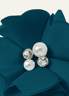 front Juego de cuatro pinzas para el cabello de satén mate del mismo color.