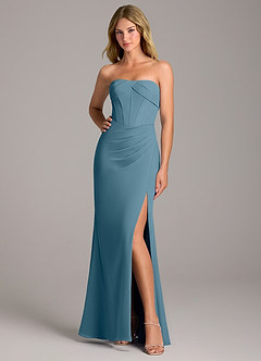 Azazie Chantel Jurken voor bruidsmeisjes Converteerbaar Jurk van Chiffon met Kolom Strapless Bermuda image3