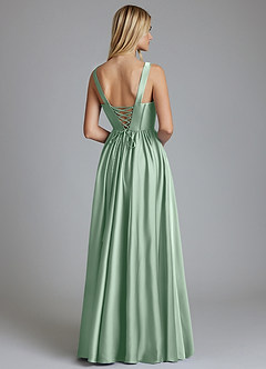 Azazie Delmie Vestidos de damas de honor Vestido de Agave de Satén Elástico de Corte en A con Corsé image2