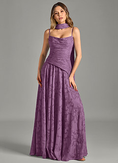 Azazie Gabriela Brautjungfernkleider A-Linie Schulterfrei Blumen-Burnout Kleid Blauregen image6