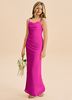 Azazie Mai Junior Fuchsia Sheath Pleated Chiffon Dress image1