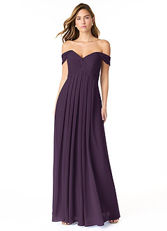 Azazie Kaitlynn Bridesmaid Dresses Plum Empire Ruched Chiffon Convertible Dress image2