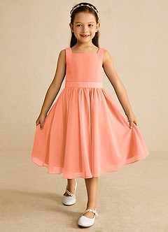 Azazie Ari Flower Girl Dresses Sunset A-Line Sleeveless Chiffon Dress image2
