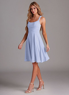Azazie Vina Bridesmaid Dresses Lavender A-Line Lace Chiffon Dress image4