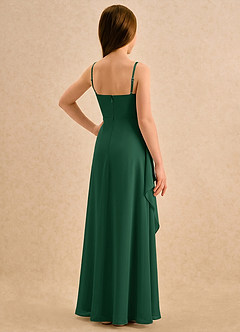 Azazie Cannoli Girls Formal Robe Demoiselle D'honneur Fillette Robe Trapèze en Mousseline de soie Plissé Vert Foncé image2