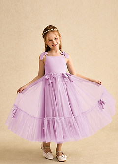 Azazie Jaci Blumenmädchenkleider A-Linie Spaghetti Riemen Chiffon Kleid Bonbonrosa image4