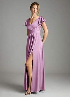 Azazie Omari Bridesmaid Dresses Wisteria A-Line Stretch Satin Dress image4