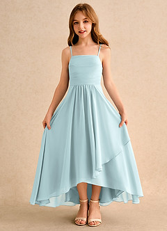 Azazie Twilight Dance Girls Formal Blumenmädchenkleider A-Linie Plissee Chiffon Kleid Nebel image6