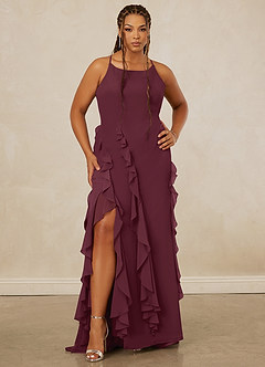 Christian Siriano Bridal for Azazie 1006 Bridesmaid Dresses Cabernet Mermaid Ruched Chiffon Dress image8