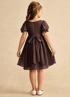 Azazie Jolie Blumenmädchenkleider A-Linie mit ärmel Chiffon Kleid Ganache image2