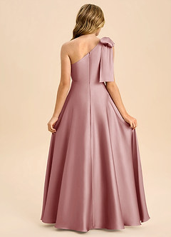 Azazie Penguin Junior Abito A-Line in Raso Elasticizzato Fiocco Rosa Polverosa image2