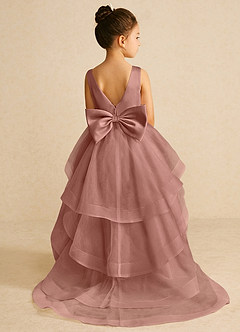 Azazie Pumpkin Robe Demoiselle D'honneur Fillette Robe Trapèze en Tulle Convertible Rose De Cèdre image1
