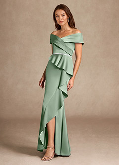 Azazie Dareia vestidos de madre de la novia Vestido de Matcha de Satén Elástico de Sirena con Vestidos sin tirantes image7