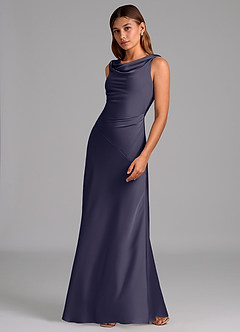 Azazie Nerine Bridesmaid Dresses Stormy A-Line Pleated Stretch Satin Dress image4