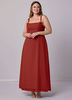 Barbie ♥ Azazie Bridesmaid Dresses Terracotta A-Line Pleated Chiffon Dress image7