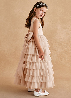 Azazie Twinkle Toes vestidos de niña de las flores Vestido de Rosa Inglesa de Tul de Corte En A con Lazo image5