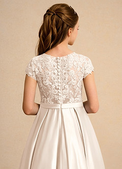 Azazie Bunny Girls Formal Flower Girl Dresses White Alabaster Ball-Gown Lace Dress image7