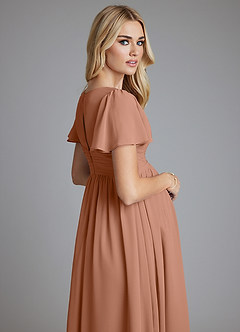 Azazie Verna Maternity Bridesmaid Dresses A-Line V-Neck Ruched Chiffon Floor-Length Dress image7
