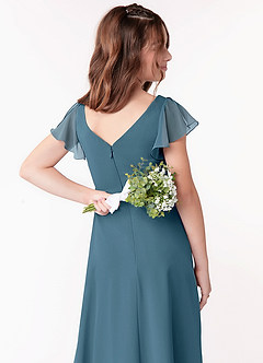 Azazie Omari Junior Bermuda A-Line Ruched Chiffon Dress image3