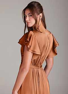 Azazie Daphne Abiti da damigella modesti Abito A-Line Increspato Raso Elasticizzato Floor-Length image2