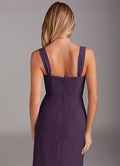 Azazie Denice Bridesmaid Dresses Plum Sheath Pleated Chiffon Dress image8
