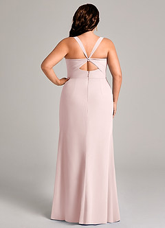 Azazie Mero Bridesmaid Dresses Blushing Pink Sheath Pleated Chiffon Dress image10
