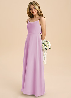 Azazie Shale Junior Robe Trapèze en Mousseline de soie Arc Rose Bonbon image6